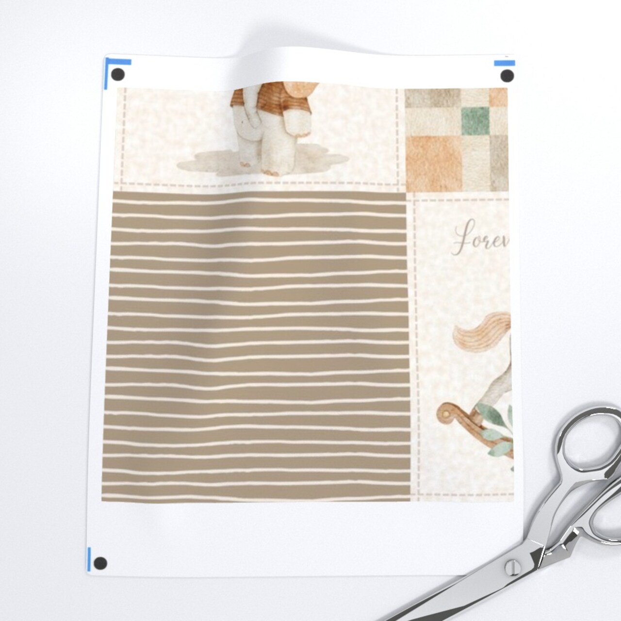 Neutral Baby Cheater Quilt Beige Blocks Nursery Gender Wholecloth Quilt Topper Custom Printed Fabric by Spoonflower Various Fabrics by the Yard or Fat Quarter